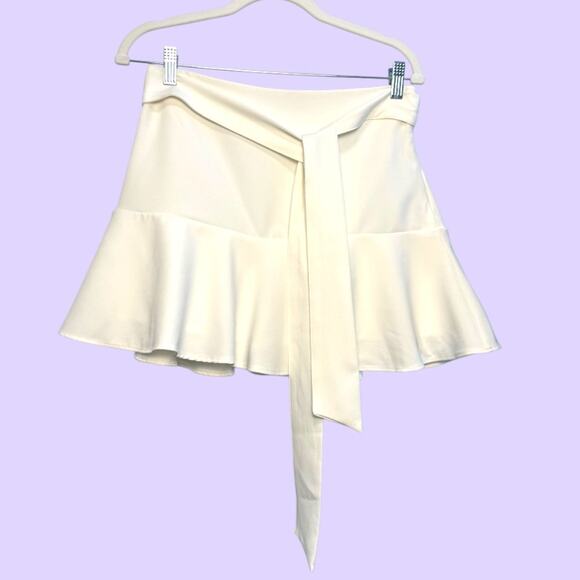 Zara Self-Tie Belted Ruffled Hem Skort Mini Skirt - Picture 6 of 10